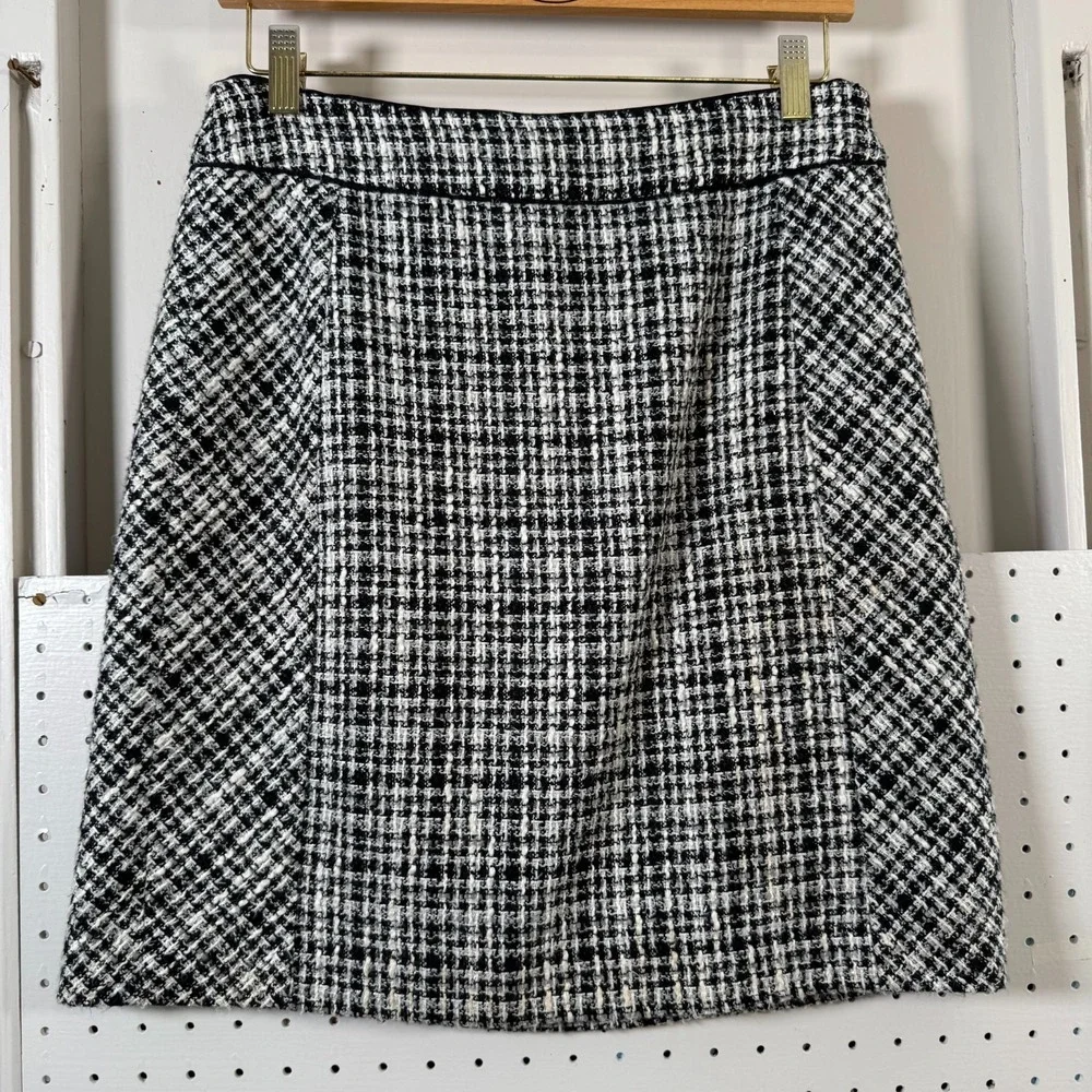 White House Black Market Mini A-Line Skirt Women's Tweed Plaid Office Career - 4